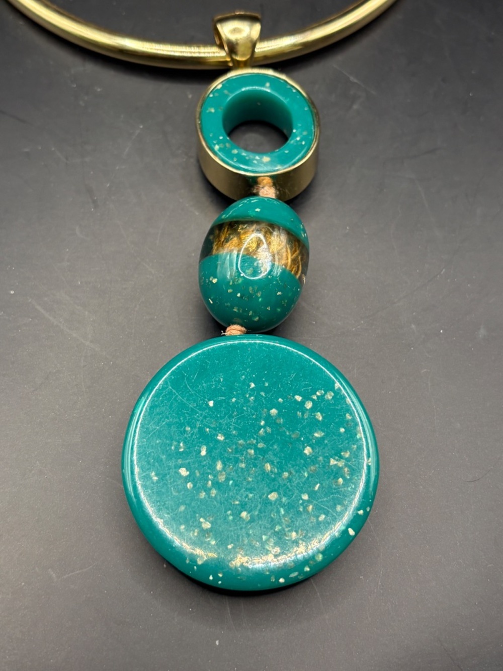 CHICO'S Jane Collar Green Gold Pendant Necklace - Picture 3 of 8